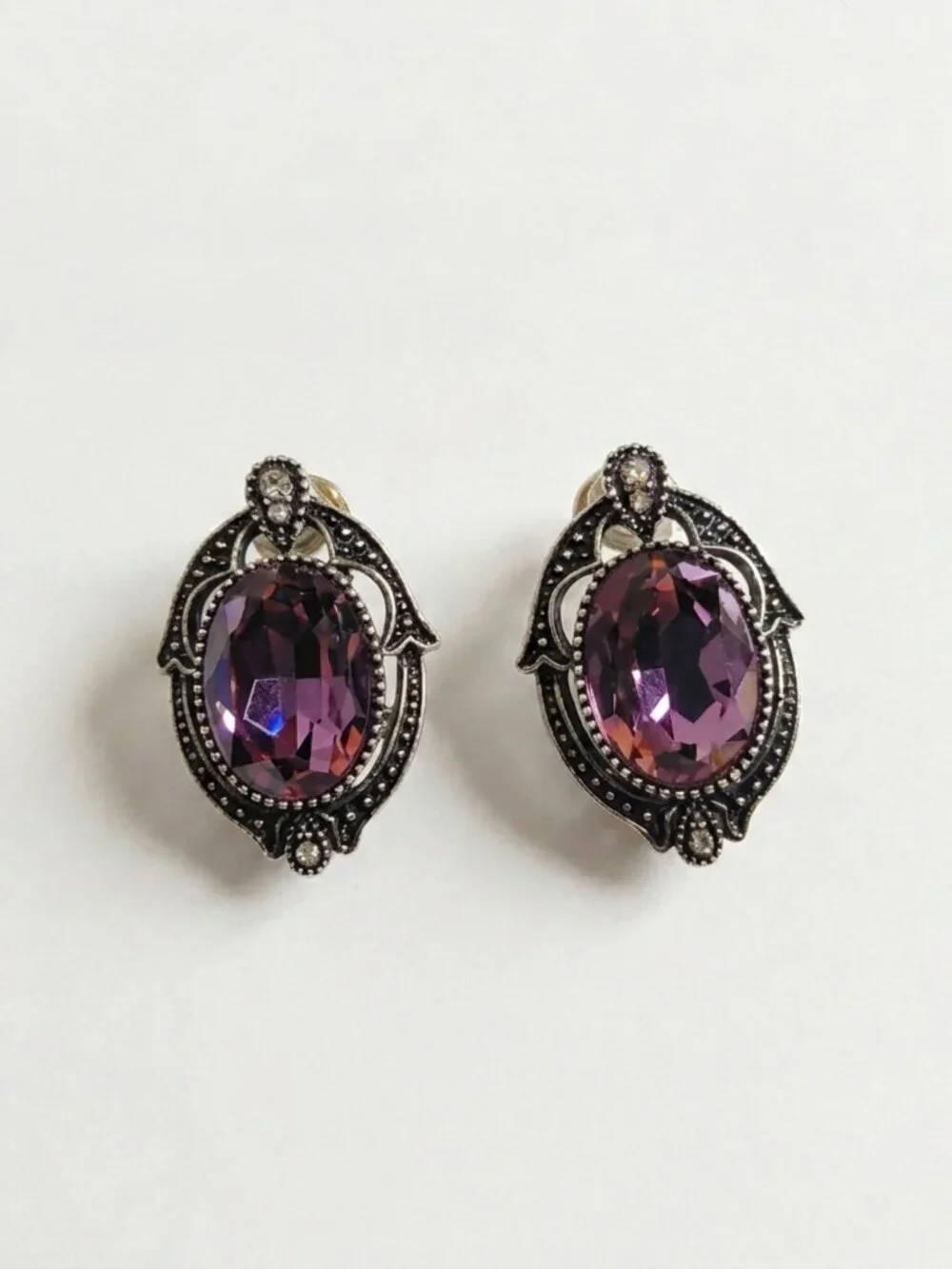 NWT 7 Charming Sisters Imperial Crystal Drop Earrings 1” Glam Statement Earrings